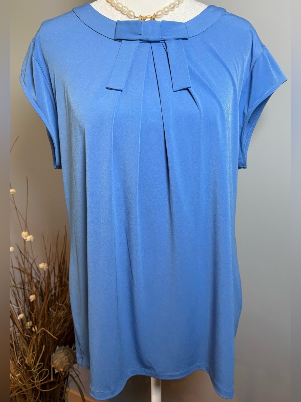 Karl Lagerfeld Paris Blue Bow Neck Blouse L